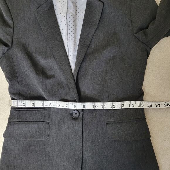 Express Women's 8 Charcoal Gray Suit Jacket Blazer Single Breasted 1 Button - Picture 10 of 16